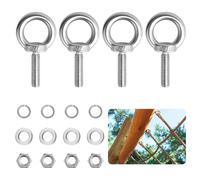 DesertBoy M8 Stainless Steel Lifting Eye Bolts, 4 Pcs, M8 x 30 mm, Ring Shape Eyebolts, with Hex Nuts & Washers, for Hanging
