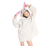 Deserthome Wearable Blanket Hoodie for Kids 6-12YR Grey Rabbit