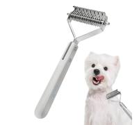 Deshedding Brush, Grooming Rake, 7.56x3.43in Portable Pet Comb, Double-Sided Teeth, Ergonomic Handle, Professional Groom Set for Medium Large Dogs and Cats at Home, Salon