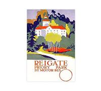 DESHVA REIGATE PRIORY PARK By Motor Bus Vintage London Transport Poster Canvas Poster Wall Art Decor Print Picture Paintings for Living Room Bedroom Decoration Unframe-style 24x36inch(60x90cm)