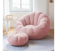 DESHVA Stuffed Animal Bean Bag Storage Chair, Ultra Soft Memory Foam Bean Bag Chair, Imitation Teddy fur, Washable, Stuffable Zipper Beanbag Cover for Organizing Plush Toys,Pink