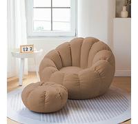 DESHVA Stuffed Animal Storage Bean Bag Chair Cover(it was only a Cover, not a Full Bean Bag) for Adults.Pets Dogs/Cats Lazy Beds for Organizing Children Plush Toys or Memory Foam,Brown