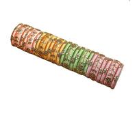 Desi Favors Kundan Stone Bangles - Handmade Kada Wedding Fashion Jewelry for Women - Indian Traditional Silk Thread Kundan Chuda - Bracelet for Return Gifts (3 Pc Bangles), 2.6 Inch, Fabric with