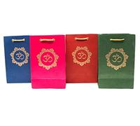 Desi Favors Om Paper Bags - Indian Gifts, Party Favor, Goodie Bags, Small Paper for Diwali Gifts, Pooja Favors, Housewarming Gifts, Wedding Return Gifts - 5.3x8 Inch (Pack of 8)