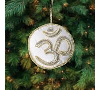 Desi Favors Om Symbol Christmas Ornament, Christmas Tree Decoration, Desi Christmas Items, OM Holiday Ornament, Indian Ornaments, South Asian Holiday Decor - 4 Inch (Pack of 1)