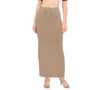 DESI GIRL - Stretchy Satin Microfibre Silky Saree Shapewear for Women | Shimmer Fabric Petticoat with Drawstring | Mermaid Cut and a Slide Slit for Easy Movement | S to 3XL | 100+ Colours, Beige, L