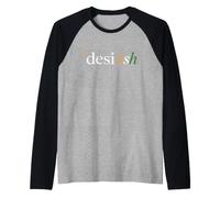 Desi·ish Minimalist Indian Pride Typography Design Raglan Baseball Tee