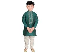 Desi Sarees Boys Asian Art Silk Kurta Pajama Salwar kameez 961 (UK, Age, 7 Years, Regular, Teal)