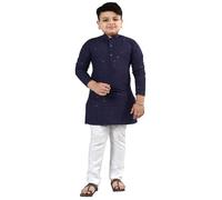 Desi Sarees Boys Chikan Sequin Kurta Pajama Shalwar Kameez Clothes 985 (UK, Age, 6 Years, Regular, Navy Blue)
