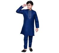 Desi Sarees Boys Cotton Thread Work Embroidered Kurta With trouser 993 (UK, Age, 3 Years, Regular, Ink Blue)