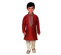 Desi Sarees Boys Indian Pakistani Sherwani Kurta Pyjama Shalwar Kameez 856 (Maroon, 10 Years)
