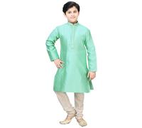 Desi Sarees Boys Jacquard Kurta Pajama Shalwar Kameez Eid Clothes 981 (UK, Age, 8 Years, Regular, Aqua Green)