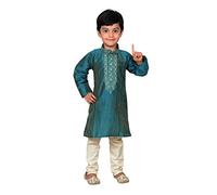Desi Sarees Mehendi Boys Kurta Pajama Kameez Sherwani 858 (3 Yrs, Teal)