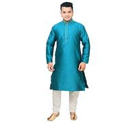 Desi Sarees Men's Asian Style Kurta Pajama Traditional wedding Costume 1902 (UK, Numeric, 38, Regular, Regular, Teal)