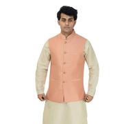 Desi Sarees Men's Blend Silk Only Waistcoat Pastel Floral Wasket Jacket 1046