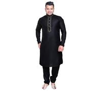 Desi Sarees Men's Cotton Causal Kurta Trouser Style Pajama Shalwar Kameez 1918 (UK, Numeric, 44, Regular, Regular, Black)