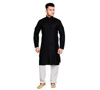 Desi Sarees Men's Cotton Shalwar Kameez Kurta Sherwani Pajama Asian Costume 1862 (46 Black)