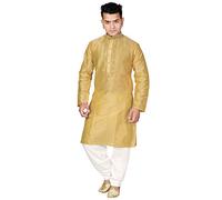 Desi Sarees Men's Kurta Shalwar Kameez Pajama Sherwani Party Wear EID 1845 (42, Gold)