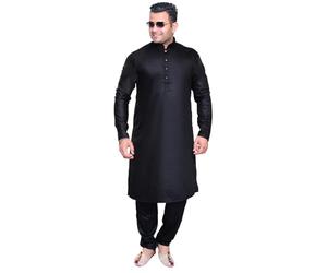 Desi Sarees Men's Plain Soft Black Cotton Kurta Trouser Style Pajama 1924 (UK, Numeric, 40, Regular, Regular, Black)