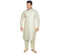 Desi Sarees Men's Plain Soft Touch Cotton Kurta Trouser Pajama 1926 (UK, Numeric, 38, Regular, Regular, Cream)