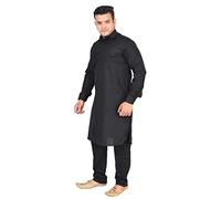 Desi Sarees Men's Punjabi Cotton Matching Kurta Pajama Costume 2 Pcs Set 1900 (Black, 46)