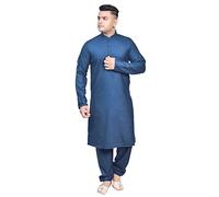Desi Sarees Men's Soft Cotton Kurta Pyjama Matching Shalwar Kameez Eid Party 1893 (50, Blue)