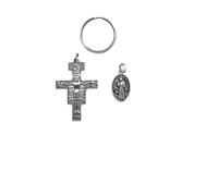 Desiderata Gallery Religious Gift Silver Tone The Cross of St. Pope Francis San Damiano Crucifix Key Ring. Interchangeable.