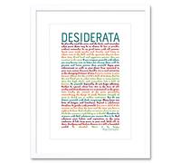 Wall Art Print Desiderata Rainbow Words Ehrmann Typography Framed Artery8 White W7 inch x H9 inch