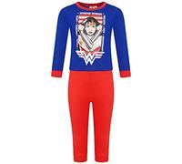 Design 24 Seven Long Pyjamas Kids Childrens Wonder women Full Length Pjs Nightwear Loungewear (7/8 AGE) Blue