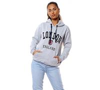 Design 24 Seven Unisex Hoodie London England Hooded Sweatshirt Jumper Fleece 4 Colours XS TO XL Grey
