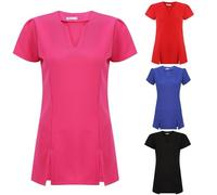 Design 24 Seven Women's Spa Salon Tunic Hairdressing Nail Therapist Uniform Var R (Red, 18)