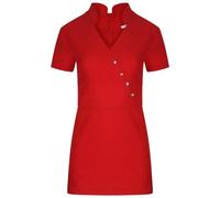 Design 24 Seven Women's Spa Salon Tunic Uniform Hair Dresser Nail Therapist Beauty Industry Workwear Short Sleeve V Neck V4B Red