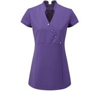 Design 24 Seven Women's Spa Salon Tunic Uniform Hair Dresser Nail Therapist Beauty Industry Workwear Short Sleeve V Neck V4B Purple