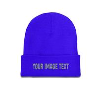 Design Bucket Hat for Men Women Add Your Own Text Cuffed Beanie Hat Blue
