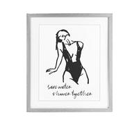 Design by Lettered and Lined - USA Made Hanging Wall Art - 'Save Water Shower Together', Framed Print Under Glass, Gray, 17 x 21 From Stupell Industries