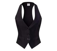 Design by Olivia Women's Dressy Casual Versatile Racerback Vest Three Button Tuxedo Suit Waistcoat - Black - Medium