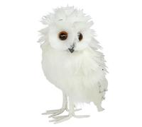 Design By Pepper 15cm Glitter White Feather Owl Ornament Woodland Nature Home Decor Fluffy Ornament Seasonal Decoration