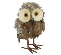 Design By Pepper 20cm Glitter Brown Feather Owl Ornament Woodland Nature Home Decor Fluffy Ornament Seasonal Decoration