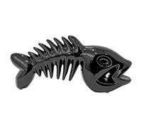 Design By Pepper Black Ceramic Fish Skeleton Figurine - Modern Home Décor Accent (33x15 cm)