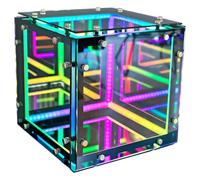 Design By Pepper LED Infinity Cube Light - Remote-Controlled Optical Illusion Mood Lamp with Color & Flash Settings