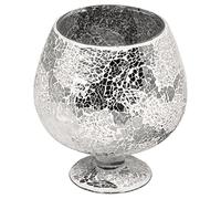Design By Pepper Mosaic Glass Mirrored Hurricane Vase Silver Glittery Decorative Goblet Sparkly Glass Gift Present Home Decor