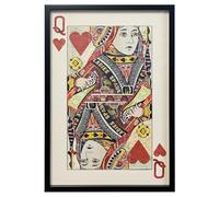 Design By Pepper Queen Of Hearts Playing Card Collage Framed Glass Wall Art Unique Statement Artwork
