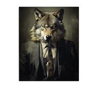 Design by Ray Powers - USA Made Hanging Wall Art - 'Fancy Wolf in Suit', Canvas, 16 x 20 From Stupell Industries