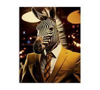Design by Ray Powers - USA Made Hanging Wall Art - 'Trendy Debonair Zebra', Canvas, 24 x 30 From Stupell Industries