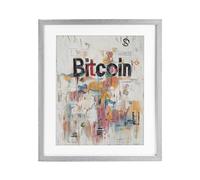 Design by Svetlana Aleynikova - USA Made Hanging Wall Art - 'Digital Currency Abstract Collage', Framed Print Under Glass, Gray, 13 x 16 From Stupell Industries