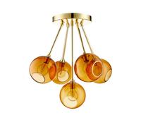 DESIGN BY US Ballroom Molecule ceiling light, amber, glass, 5-bulb