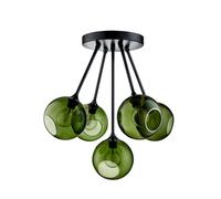DESIGN BY US Ballroom Molecule ceiling light, green, glass, 5-bulb