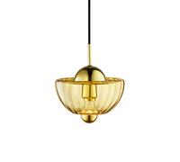 DESIGN BY US Lotus pendant light, amber, Ø 25 cm, glass, handblown