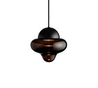 DESIGN BY US Nutty LED pendant light, brown/black, Ø 18.5 cm, glass