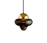 DESIGN BY US Nutty LED pendant light, brown/gold, Ø 18.5 cm, glass